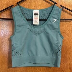 GYMSHARK Blue cropped fitted tank